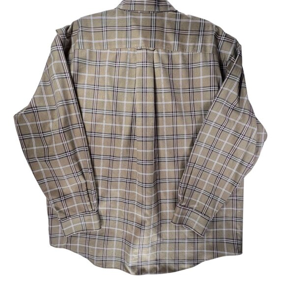 Orvis Mens XL Tan Plaid Button Down Shirt Cotton Collar Pocket Long Sleeve - Picture 3 of 12